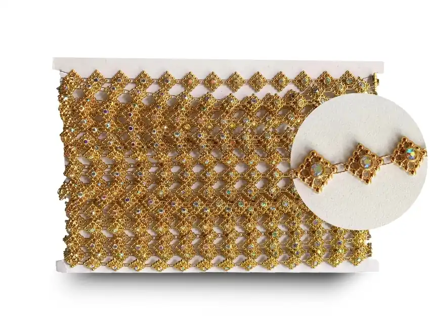 GALON FANTASIA ROMBOS C/ STRASS 1CM X 10YDS  9169.M1