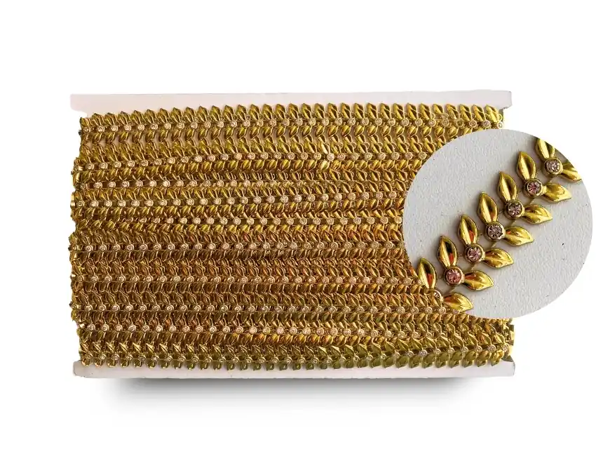  GALON FANTASIA HOJAS C/STRASS 1,5CM X 10YDS  9169.M6