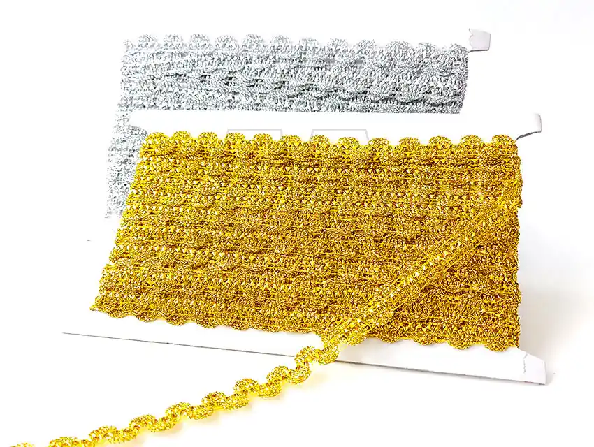 GALON LUREX ONDAS ORO-PLATA 18MM X 10YDS 9784