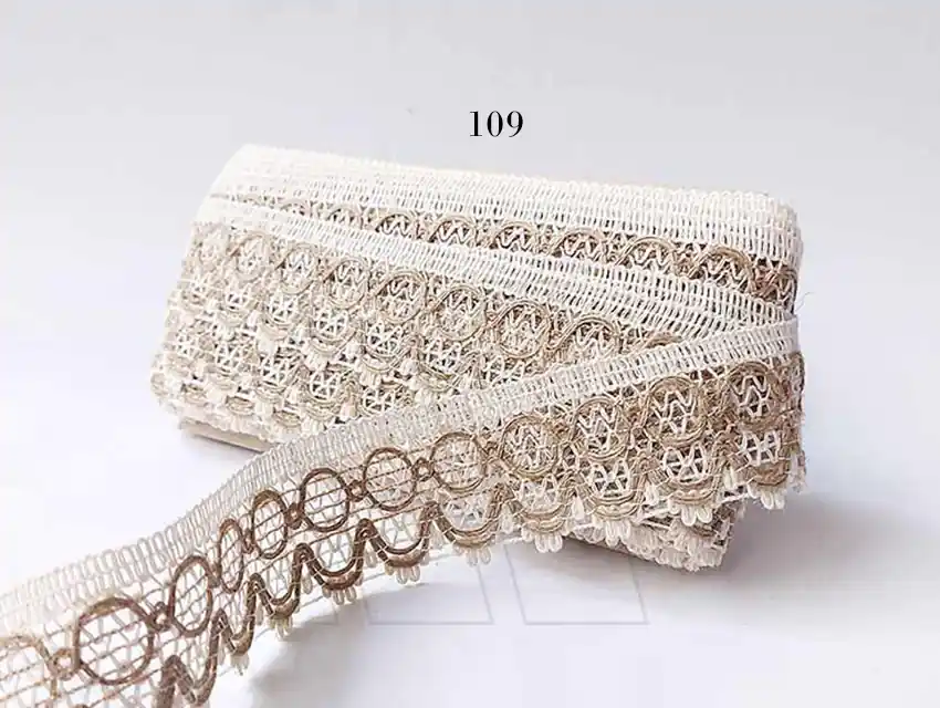 PUNTILLA RUSTICA CRUDO Y YUTE 45MM X 12MTS 2977