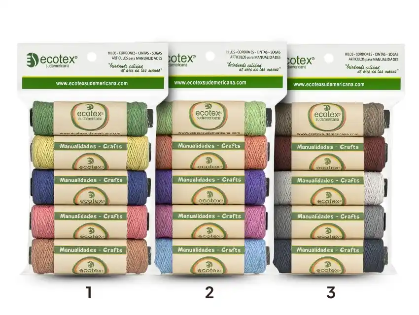 HILO DE ALGODON COLORES SURTIDOS 1,75 MM 5 BOB X 35MTS
