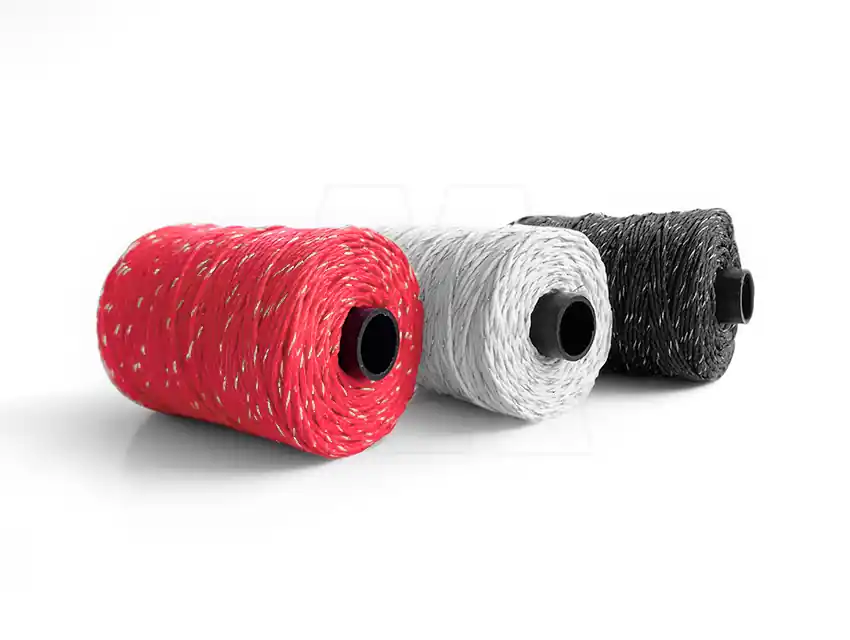 HILO ENCERADO CON LUREX PLATEADO 1MM X 70MTS  5067LP