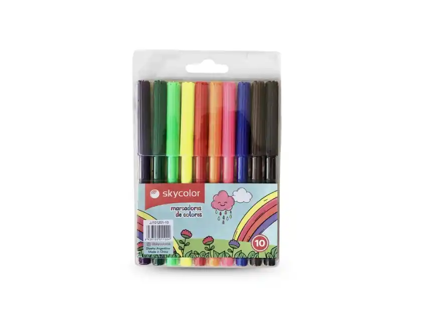 MARCADOR FIBRA SKYCOLOR X 10UN COLORES SURTIDOS