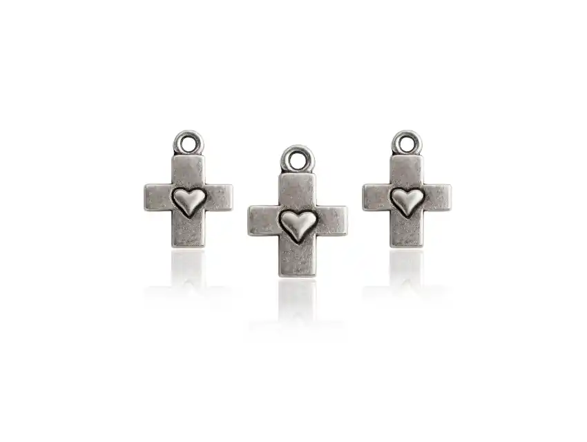 DIJE METALICO NIQUEL CRUZ CORAZON 1CM X 50GRS 58UN APROX 