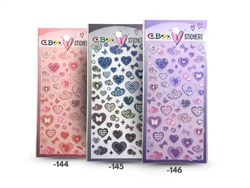  STICKERS AUTOADHESIVOS CORAZONES CBX X PLANCHA  2680C