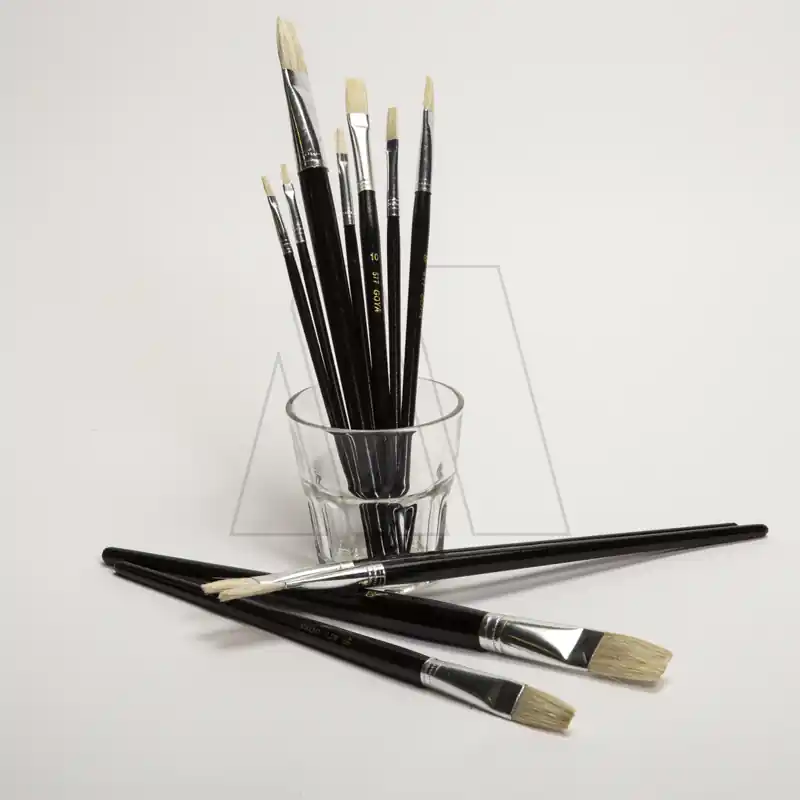 PINCEL GOYA CHATO CERDA BLANCA CABO CORTO NEGRO Nº2