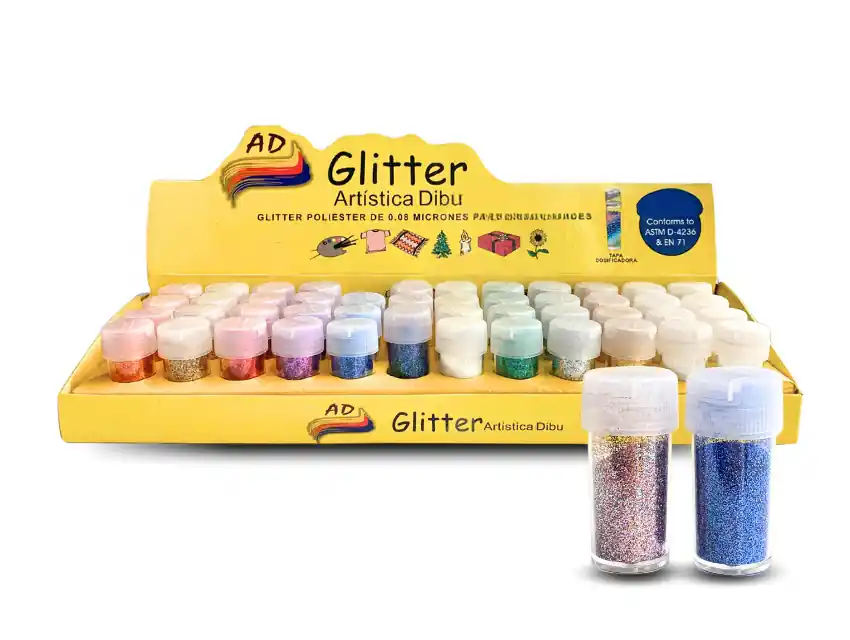 CAJA EXHIBIDORA DE GLITTER AD X 3GRS X 48UN  5461