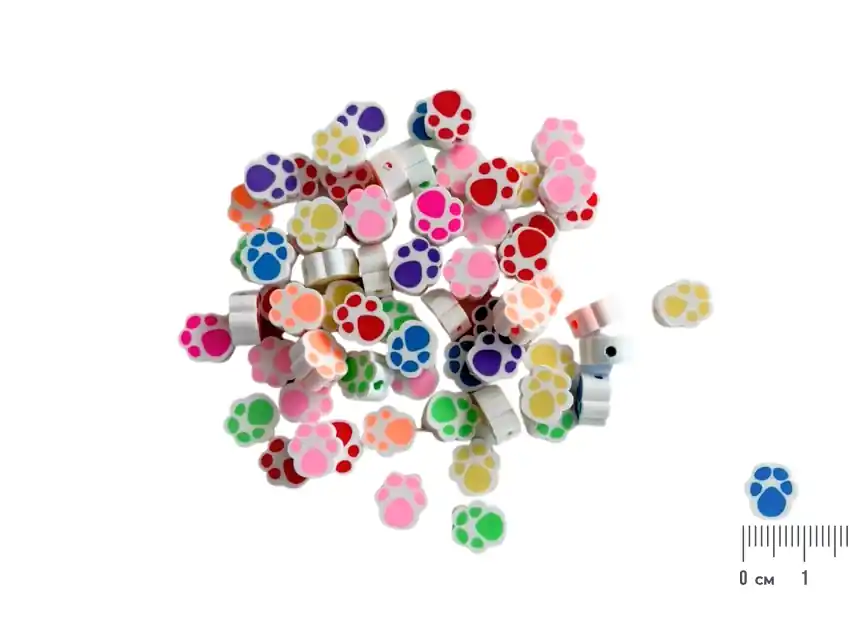 CUENTAS DE FIMO HUELLA 9MM X 20GRS (46UN APROX)