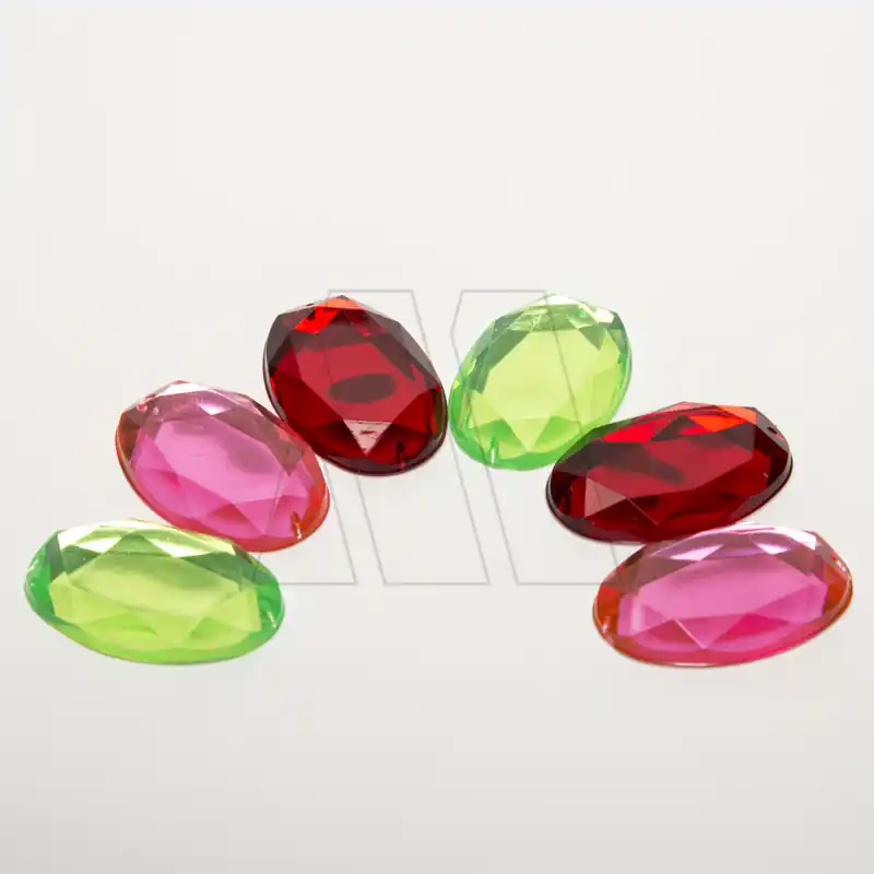 GEMA ACRILICA OVAL FACETADA FRENTE PLANO X 10UN 6752