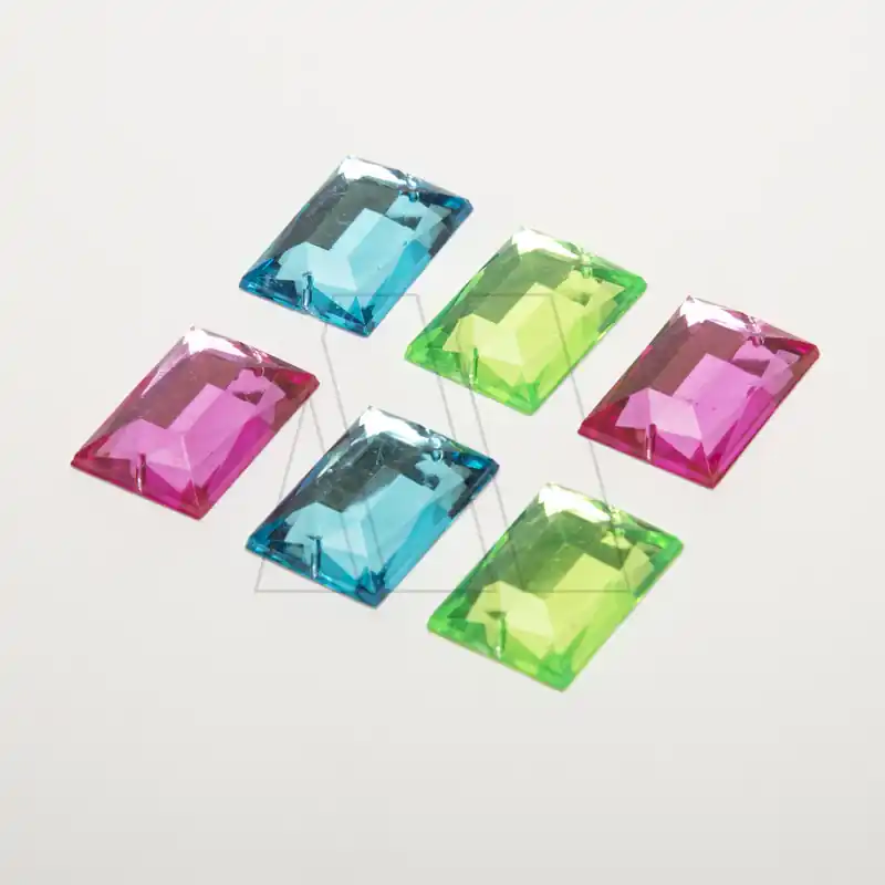 GEMA ACRILICA RECTANGULAR FACETADA 25X18MM X 10UN 6755