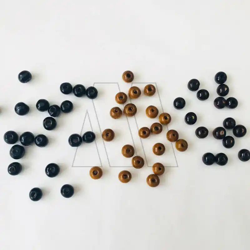 CUENTAS DE MADERA REDONDAS CLASICAS 6 MM X 12 SOB 8942.6