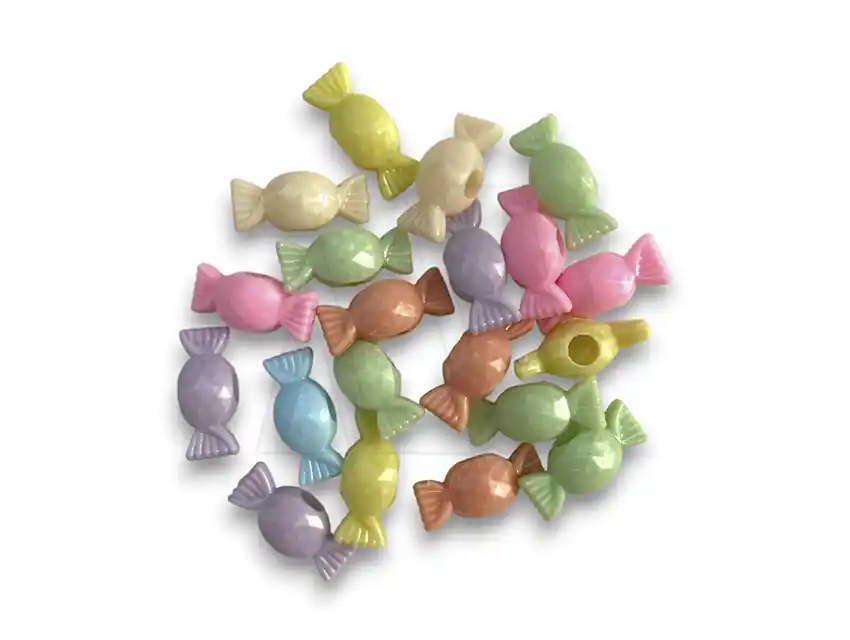 CUENTAS DE PLASTICO CARAMELOS 24MM X 10MM X 125GRS 8950.M14