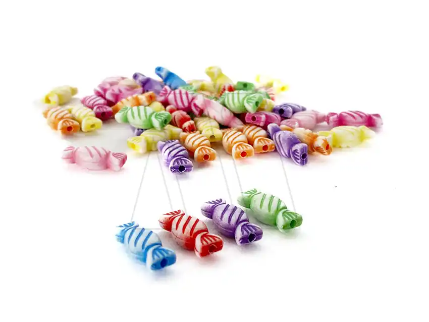 CUENTAS DE PLASTICO CARAMELOS 5MM X 15MM X 125GRS 8950.M34