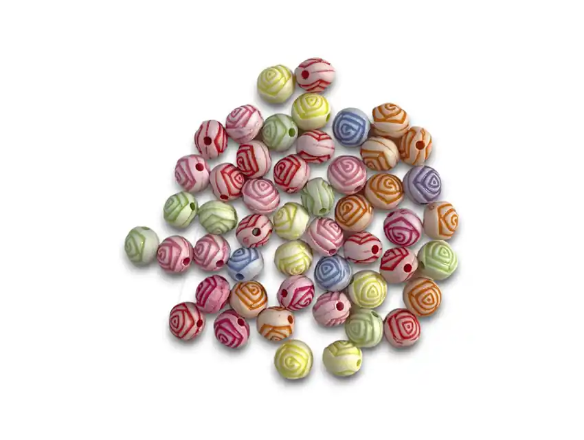 CUENTAS DE PLASTICO ROSAS 8MM X 125GRS  8950.M38