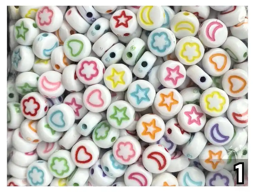 CUENTAS DE PLASTICO ESTRELLA/CORAZON/LUNA 7MM X 125GR 8950.M43