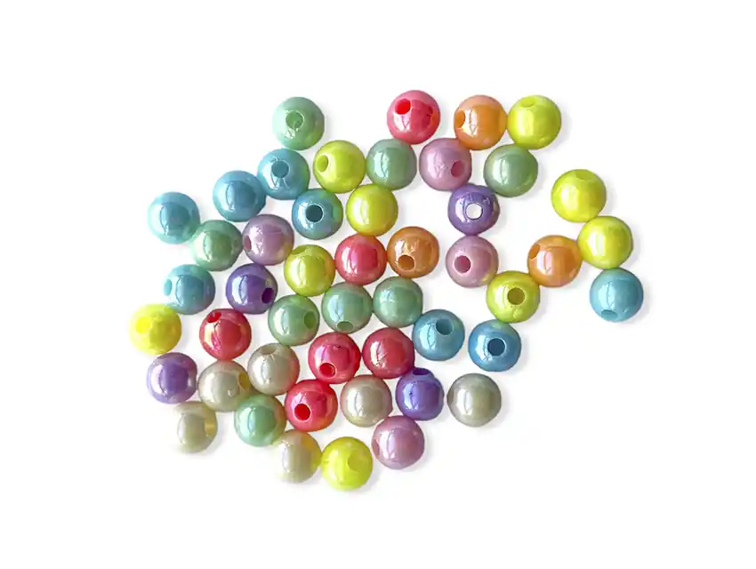  CUENTAS DE PLASTICO BOLITAS IRISADAS 8MM X 125GR  8950.BI