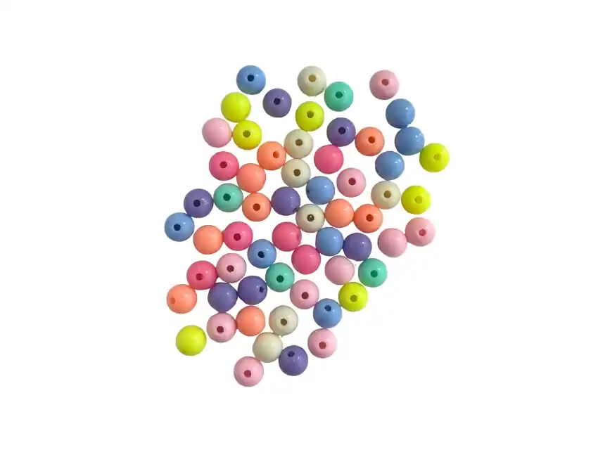 CUENTAS DE PLASTICO BOLITAS PASTEL 8MM X 125GR
