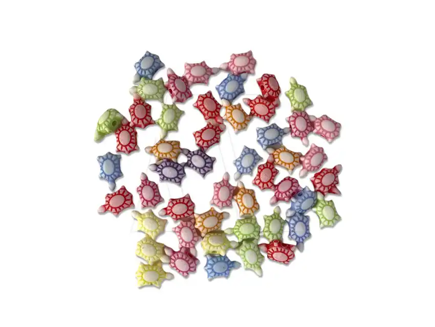 CUENTAS DE PLASTICO TORTUGUITAS 12MM X 5MM X 125GRS 8950.M45