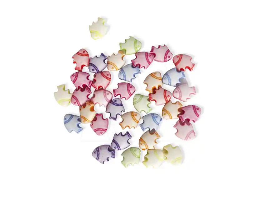CUENTAS DE PLASTICO PECECITOS 12MM X 9MM X 125GR  8950.M70