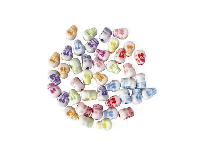 CUENTAS DE PLASTICO CALAVERAS 8MM X 125GR 8950.M71