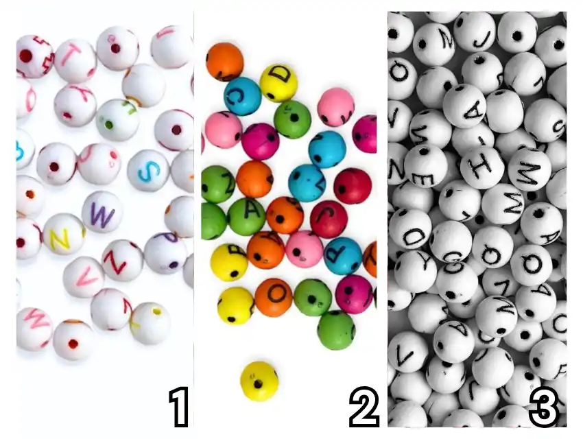 CUENTAS DE PLASTICO LETRAS REDONDAS 8MM X 125GR 8950.M73