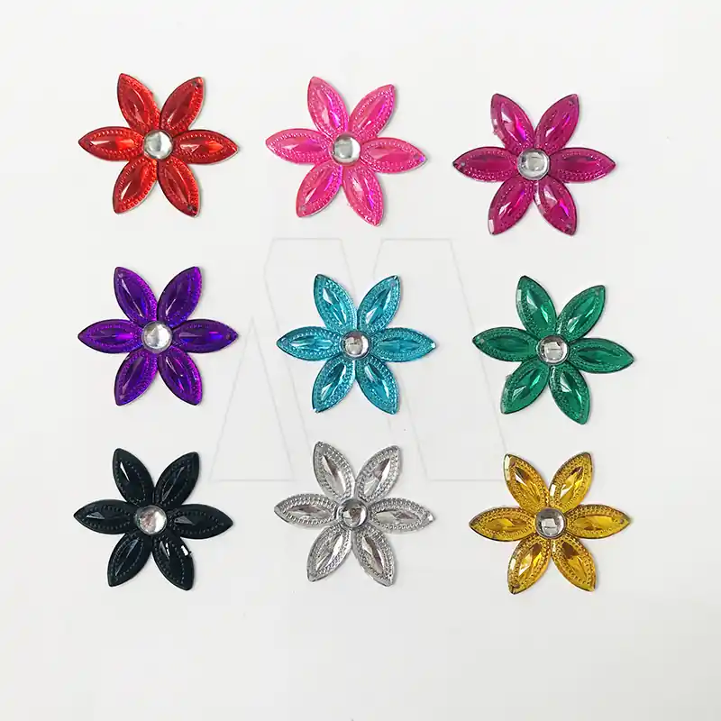 GEMA ACRILICA FLOR MODELO 2 GRANDE 4,5CM X4,5CM X 100UN 9513