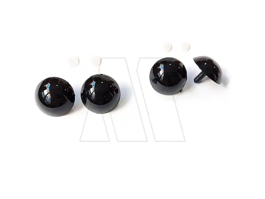  OJOS PLASTICOS CON TARUGO Y SEGURIDAD 20MM X 100UN (50 PARES) APROX NEGROS 2203.7