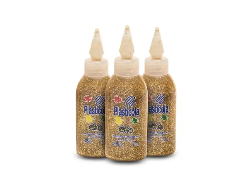 PLASTICOLA C/BRILLO DORADO 38GRS X 12UN 5332