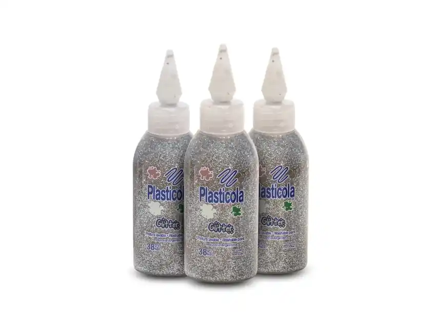 PLASTICOLA C/BRILLO PLATEADO 38GRS X 12UN 5333