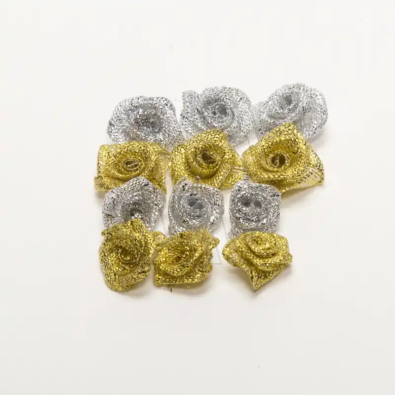 FLOR ROCOCO DORADO/PLATEADO 2CM X 12UN 3521.1