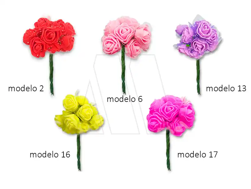 FLOR GOMA EVA CHICA TUL CON CABO P/MANUALIDADES CBX X 48UN 4051