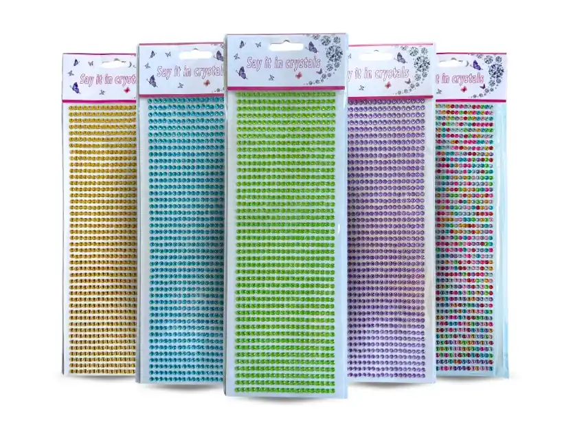 STICKERS ACRILICOS AUTOADHESIVOS STRASS 4MM X PLANCHA