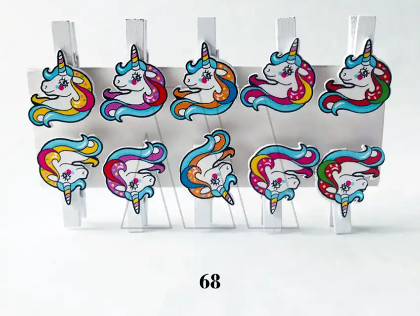 BROCHE DE MADERA CBX C/APLIQUE UNICORNIO 35MM X 10 UN 2267.U