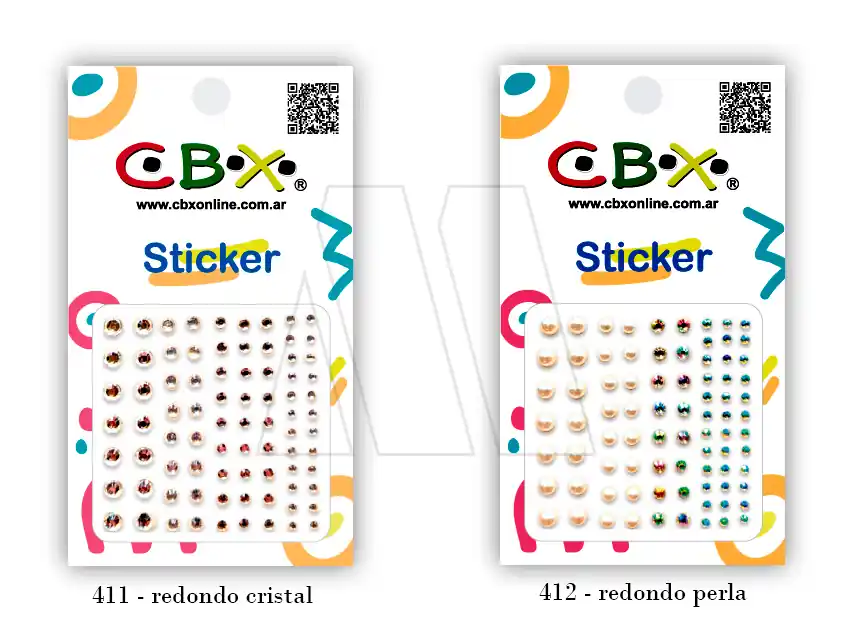 STICKERS ACRILICOS AUTOADHESIVOS REDONDOS CBX X PLANCHA 2639.1