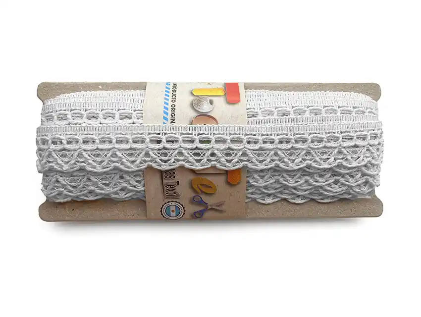 PUNTILLA ALGODON DOBLE OJITO BLANCO 2,5 CM X 10 MTS 1520B