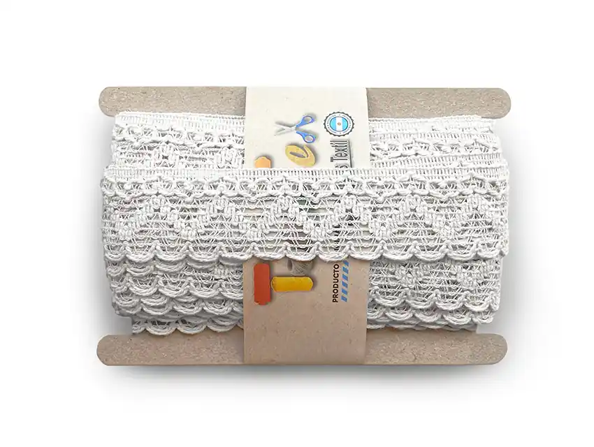 PUNTILLA CORAZON DE ALGODON BLANCO 4 CM X 10 MTS 1522B