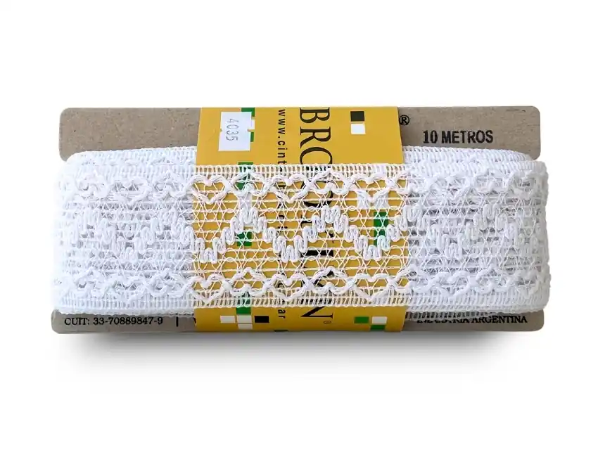 ENTREDOS ALGODON CORAZON BLANCO 5 CM X 10 MTS 1550BE