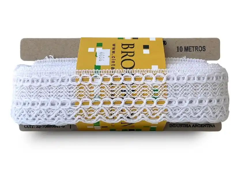 PUNTILLA ALGODON BROOKLYN OJITOS BLANCO 5 CM X 10 MTS 1551B
