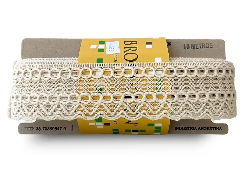 PUNTILLA ALGODON BROOKLYN OJITOS CRUDO 5 CM X 10 MTS 1551C
