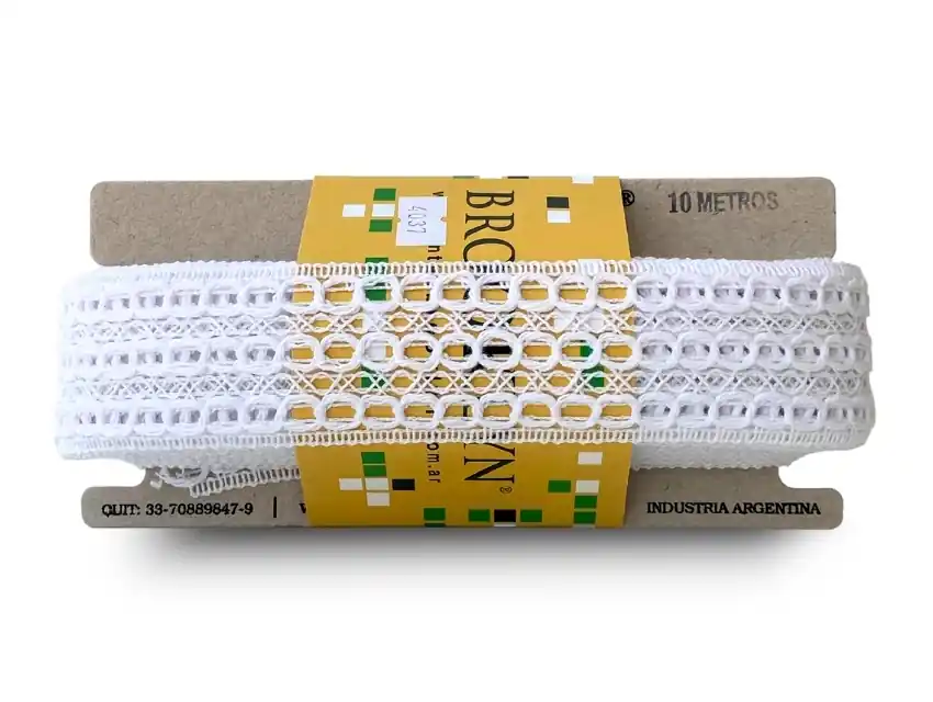 ENTREDOS ALGODON OJITOS BLANCO 5 CM X 10 MTS 1552BE