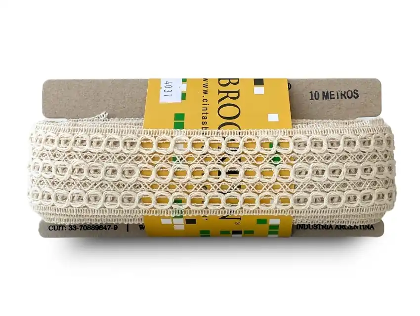 ENTREDOS ALGODON OJITOS CRUDO 5 CM X 10 MTS 1552CE