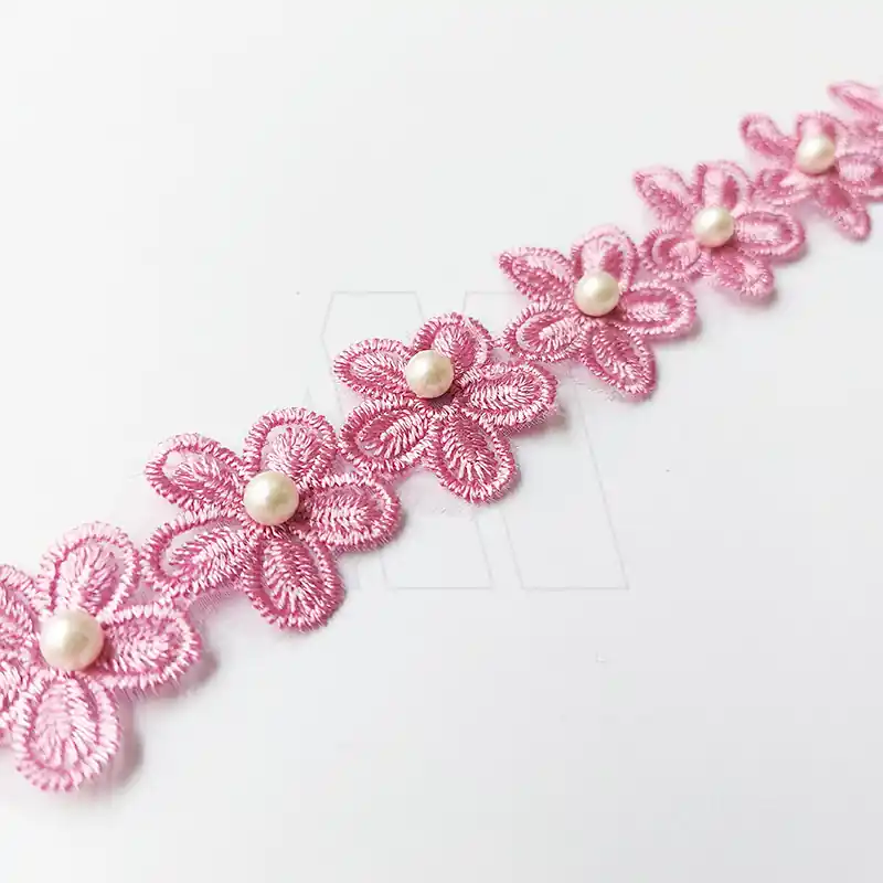 GUIPURE FLOR ROSA C/PERLA 3 CM X 13,7 MTS 9703