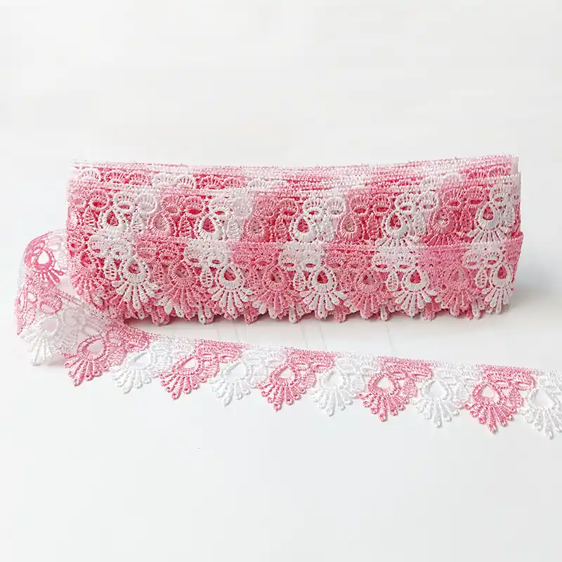 GUIPURE FLORENCIA ROSA Y BLANCO 4,5 CM X 13,7 MTS 9713